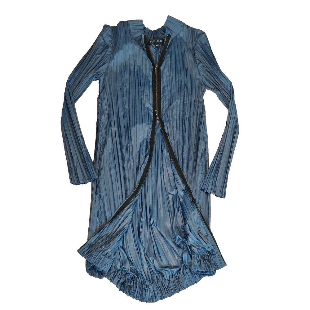Kedziorek Bubble Hem Pleated Dress Coat EU 40 US 8 Modern Minimalist Lagenlook